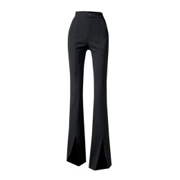Bulk order slit flared trousers Personal design ice silk wide-leg high-waisted trousers Women's flared trousers center flare leg SKSP041 Bulk order slit flared trousers Personal design ice silk wide-leg high-waisted trousers Women's flared trousers center flare leg SKSP041